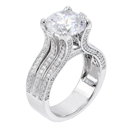 4.50 carats Round Cut Solitaire Engagement Ring, Sterling Silver