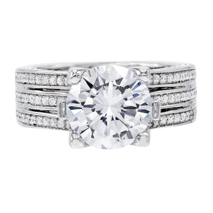 4.50 carats Round Cut Solitaire Engagement Ring, Sterling Silver